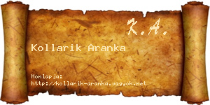 Kollarik Aranka névjegykártya
